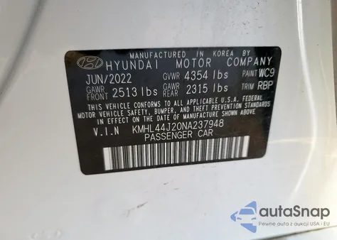 2022 Hyundai Sonata Sel Plus z USA, uszkodzony, nr VIN KMHL44J20NA237948